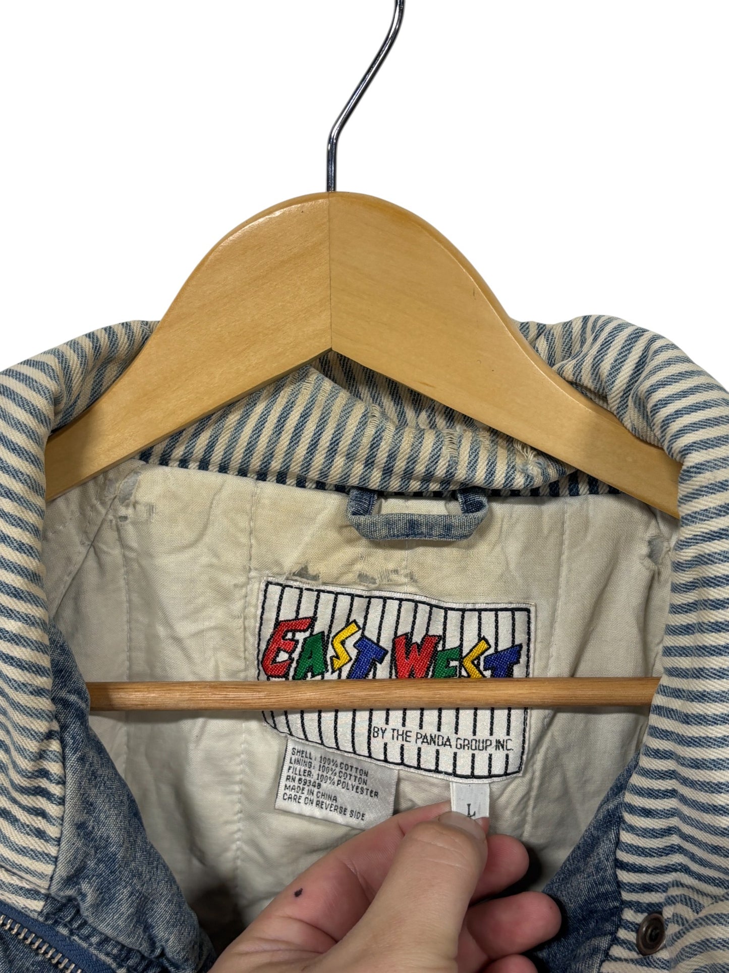 Vintage 80's Denim Acid Wash Bomber Jacket Size Large