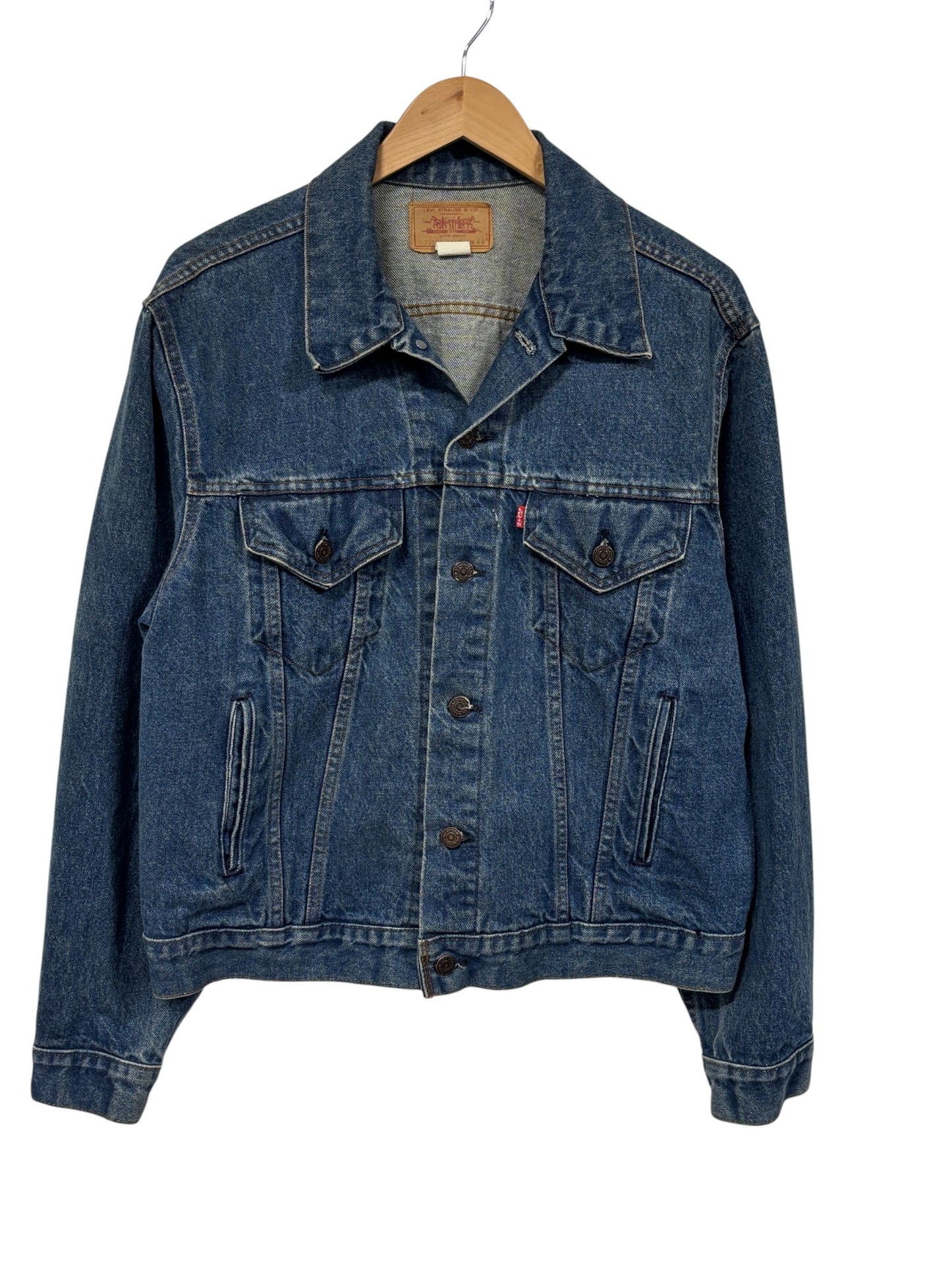 Vintage 80's Levi's 70506 Made in USA Denim Trucker Jacket Size 46 Large