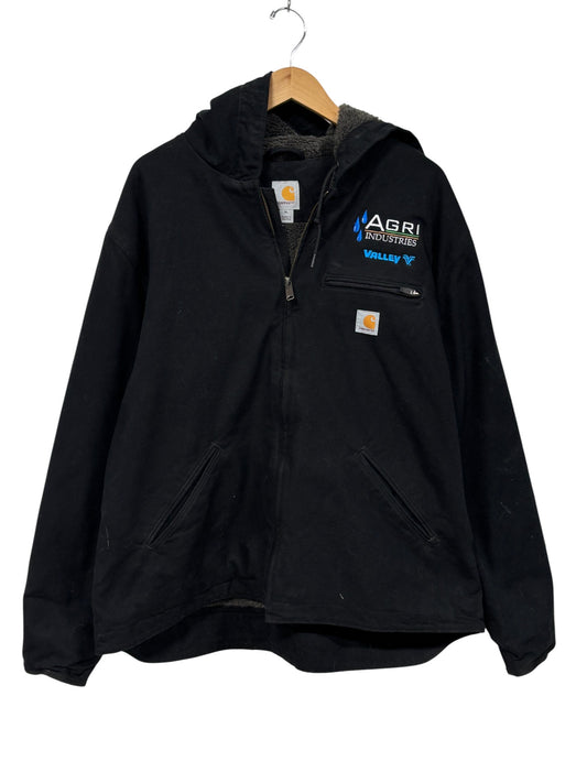 Vintage Carhartt J130 Black Zip Up Hooded Work Jacket Size XL