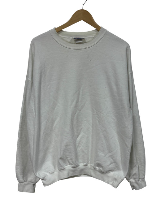 Vintage 90's Hanes White Blank Crewneck Sweater Size Large