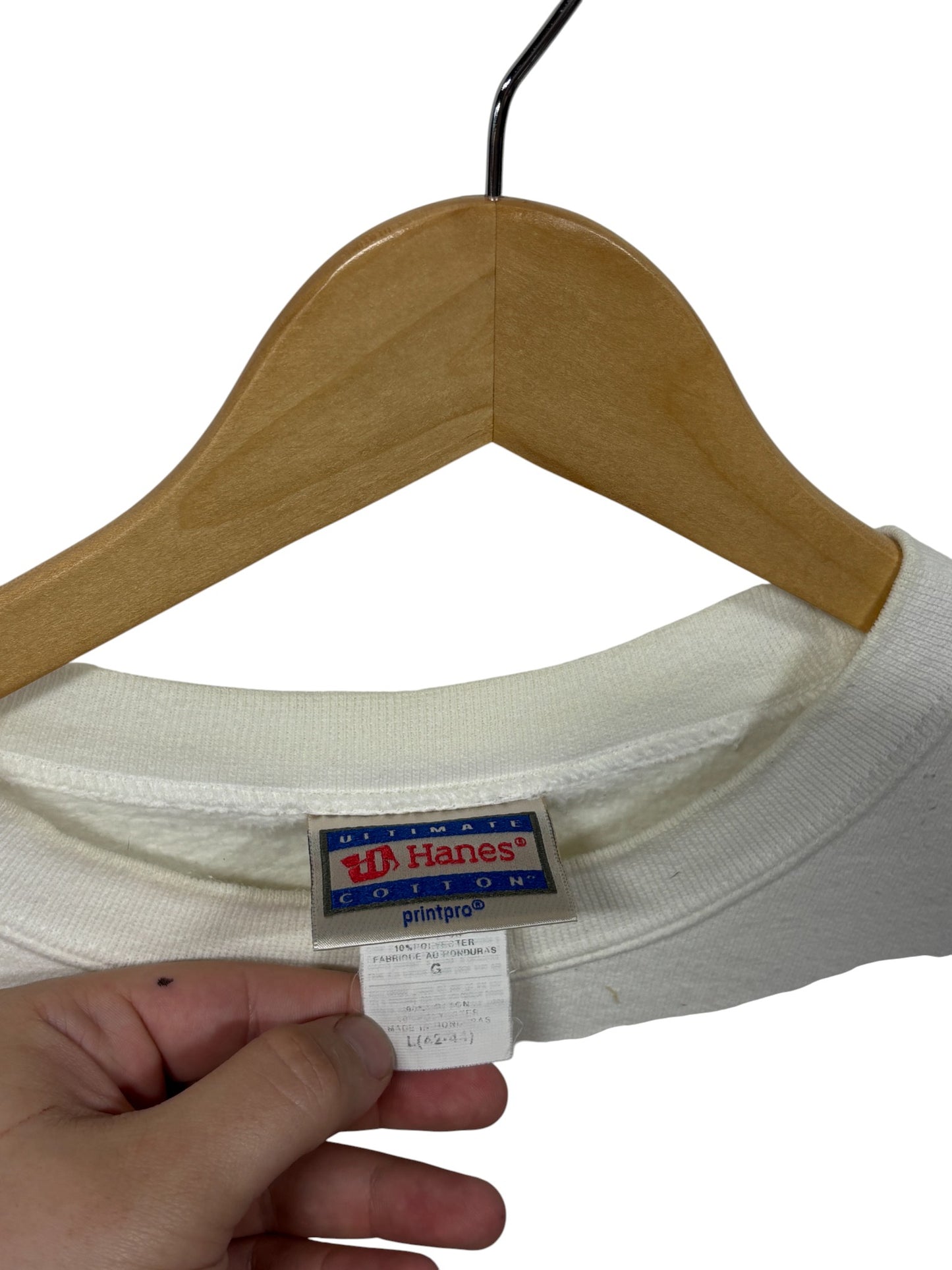 Vintage 90's Hanes White Blank Crewneck Sweater Size Large