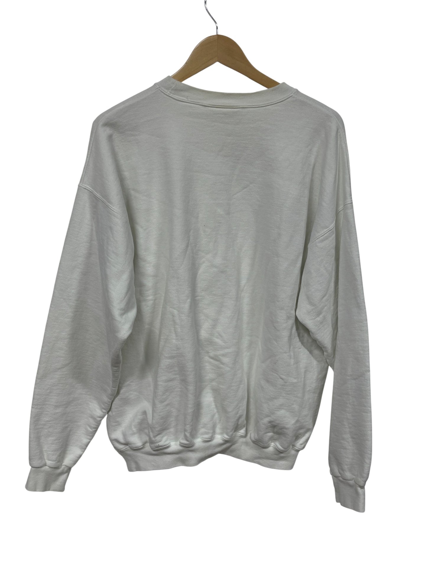 Vintage 90's Hanes White Blank Crewneck Sweater Size Large