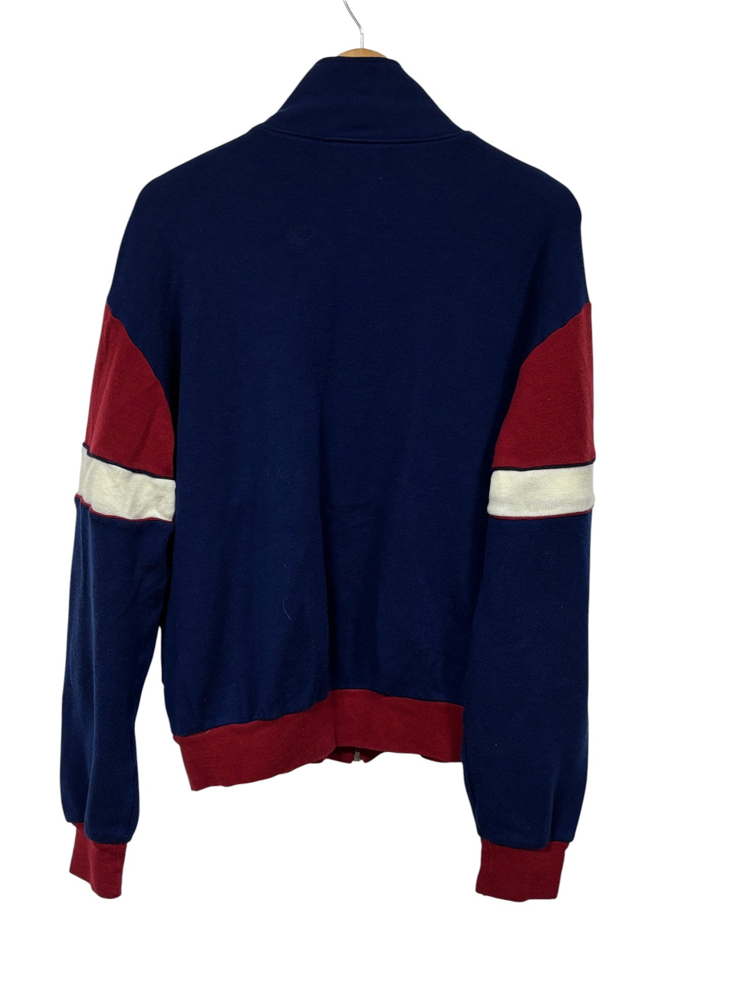 Vintage 80's Track & Court Blue Red Zip Up Sweater Size XL