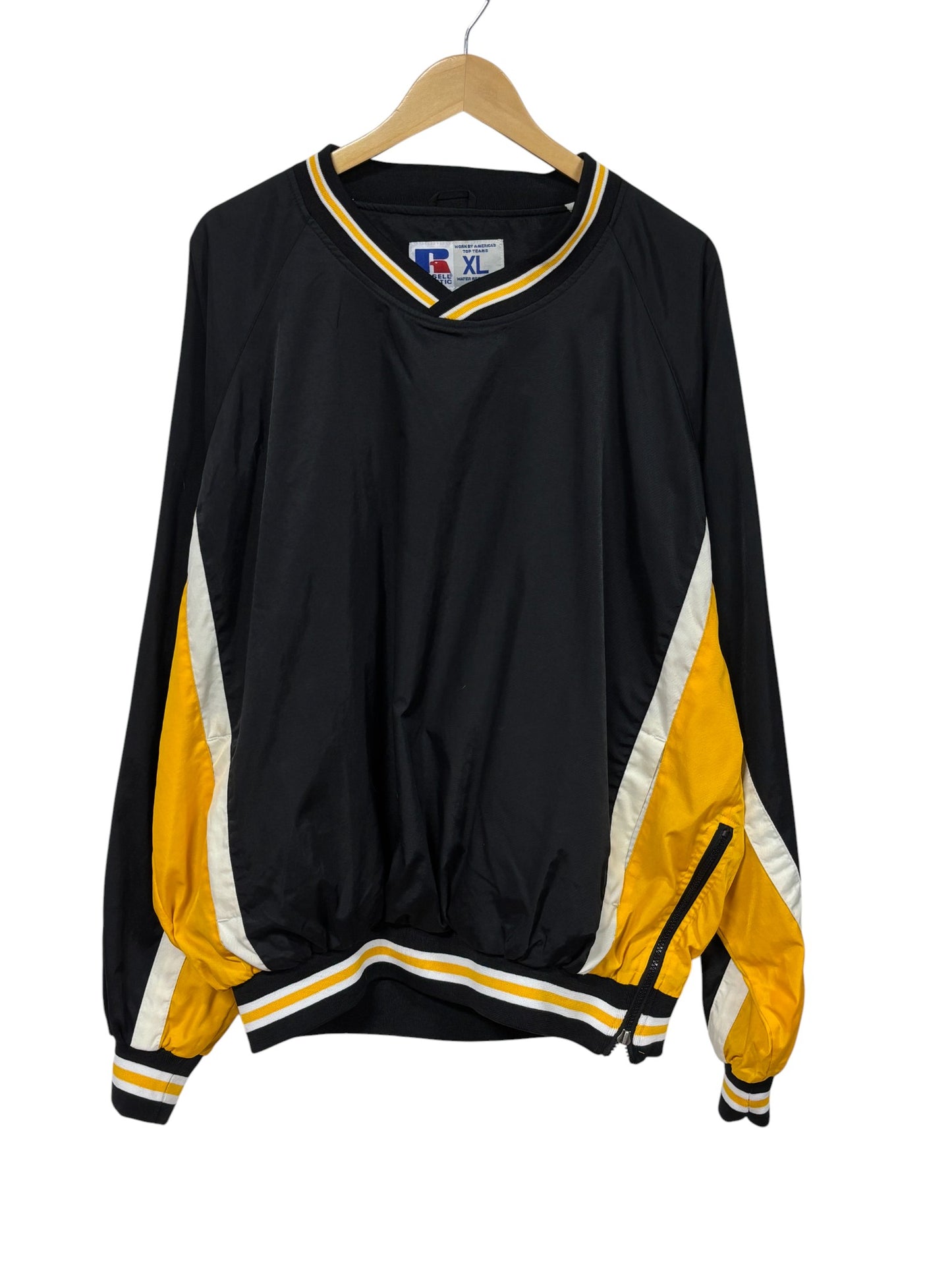 Vintage 90's Russell Athletic Black Yellow Pullover Jacket Size XL