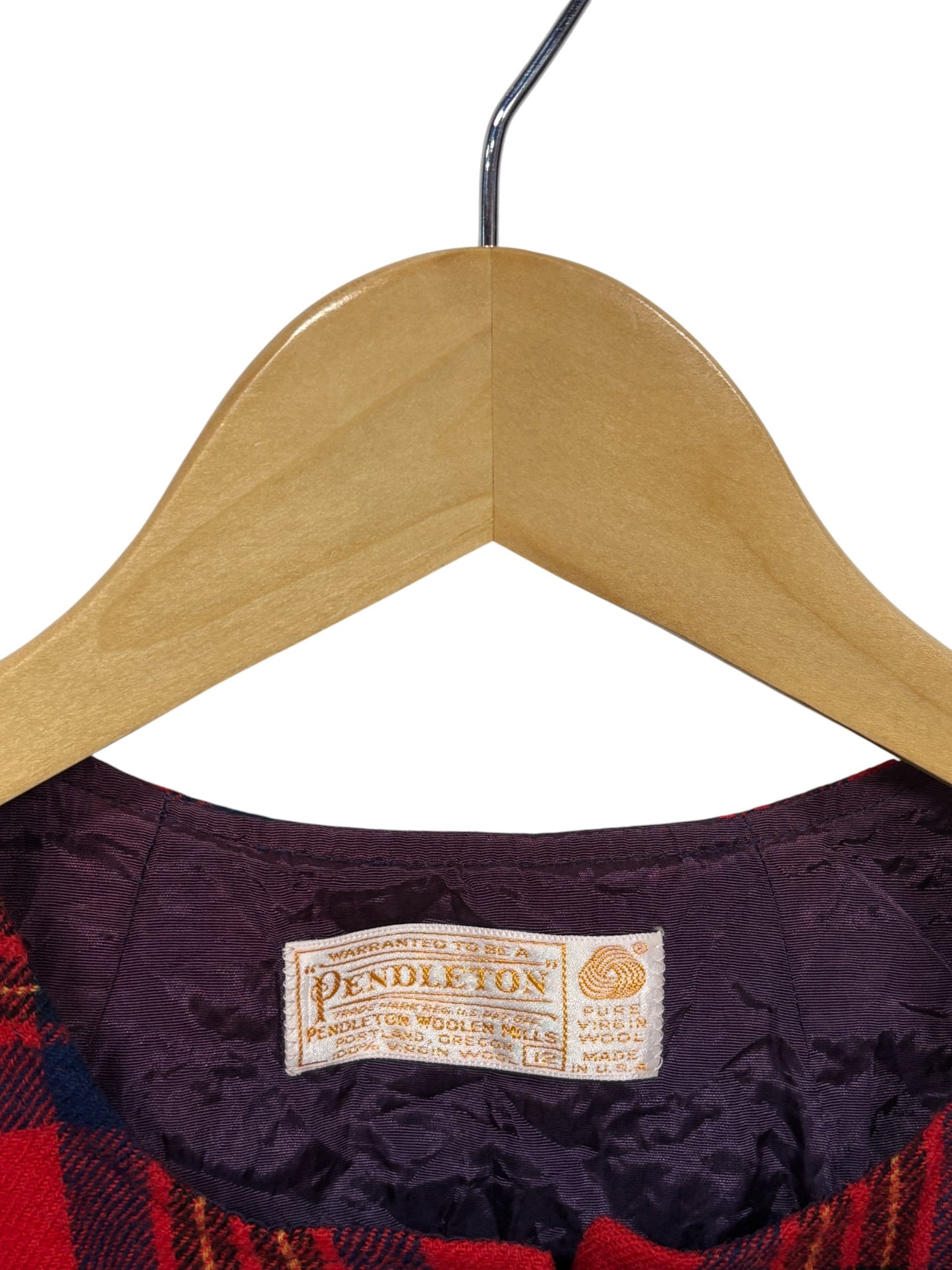 Vintage Women's Pendleton Red Plaid Wool Waist Coat Size 12