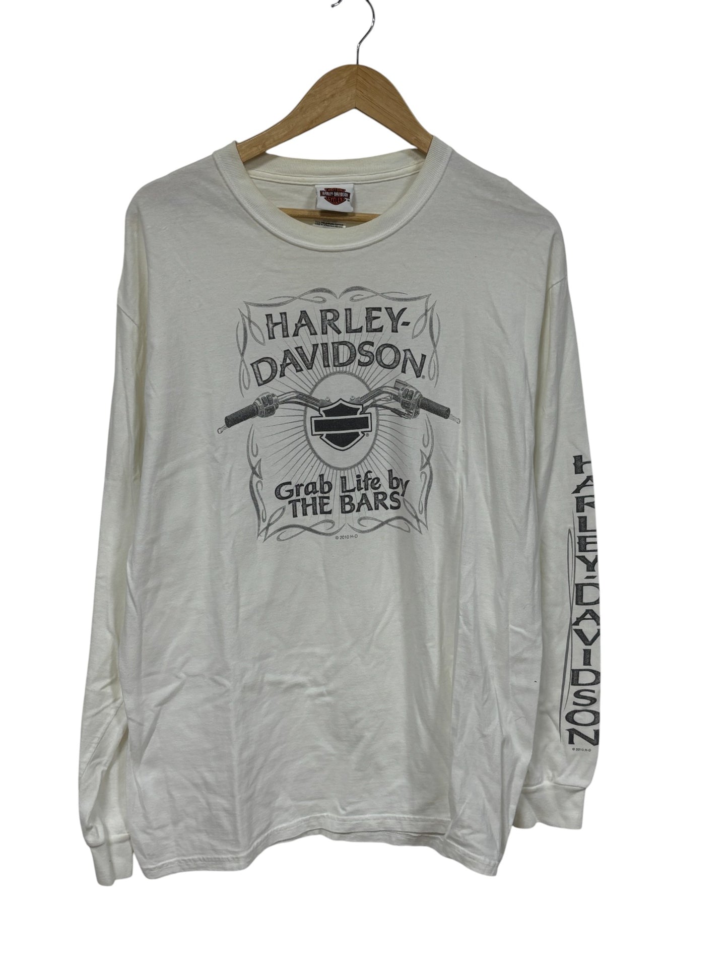Harley Davidson Grab Life by the Bars Biker Long Sleeve Shirt Size Large
