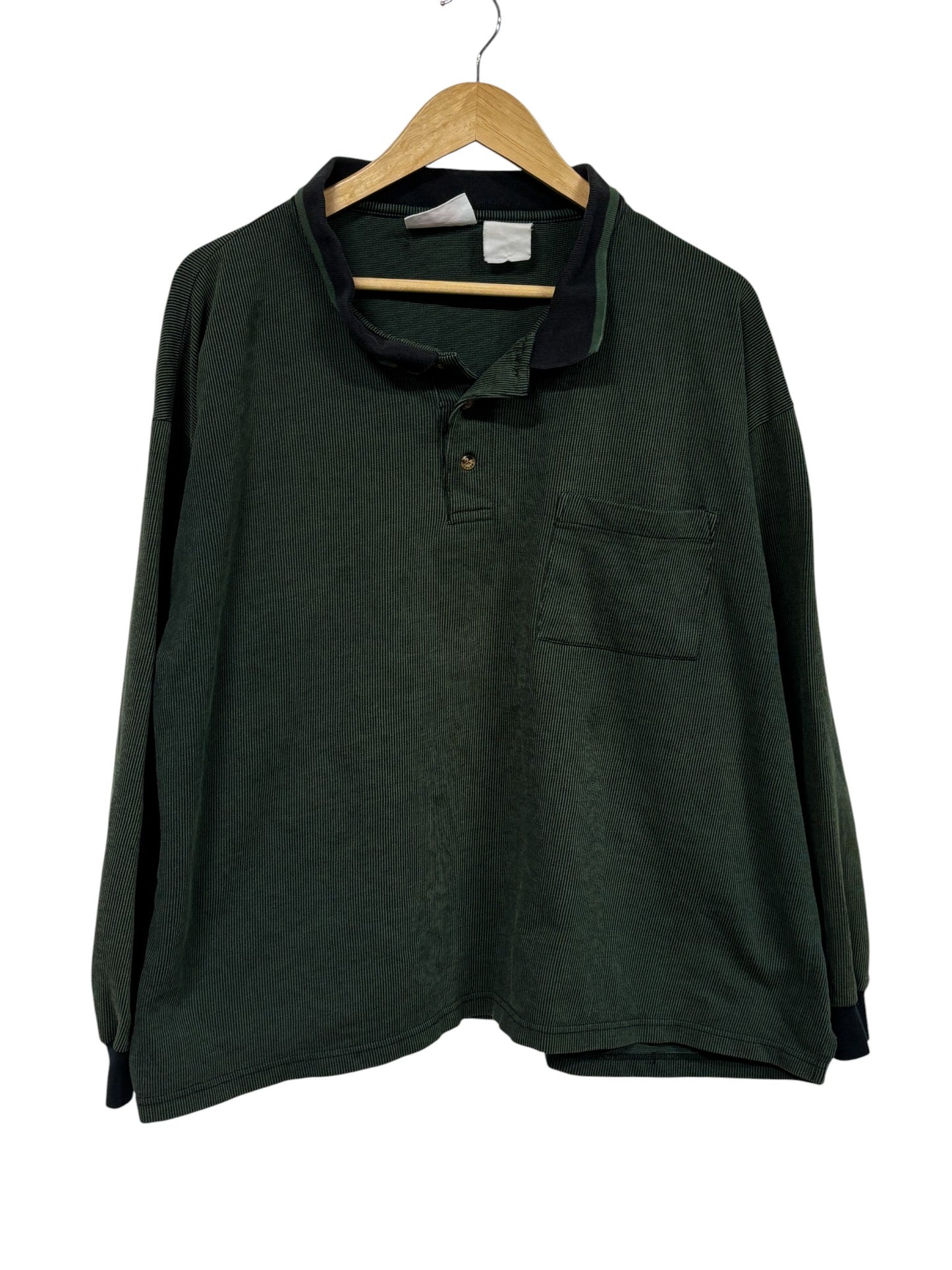 Vintage 90's Green Long Sleeve Polo Shirt Size XL