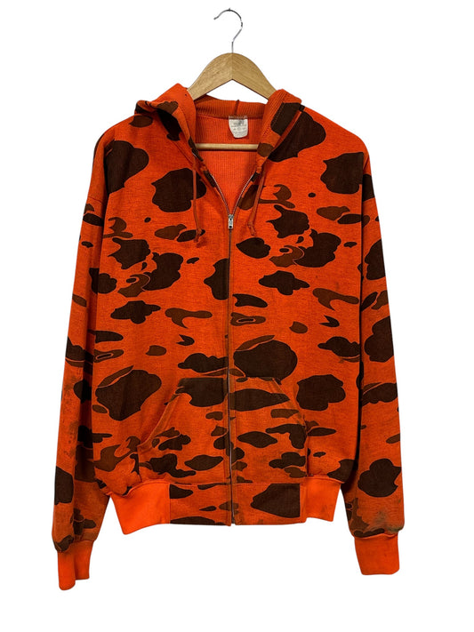Vintage 80's Hunters Orange Camo Zip Up Hoodie Size XL