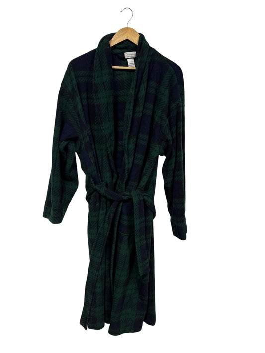 Vintage 90's Christian Dior Green Bath Robe Plaid Size OS