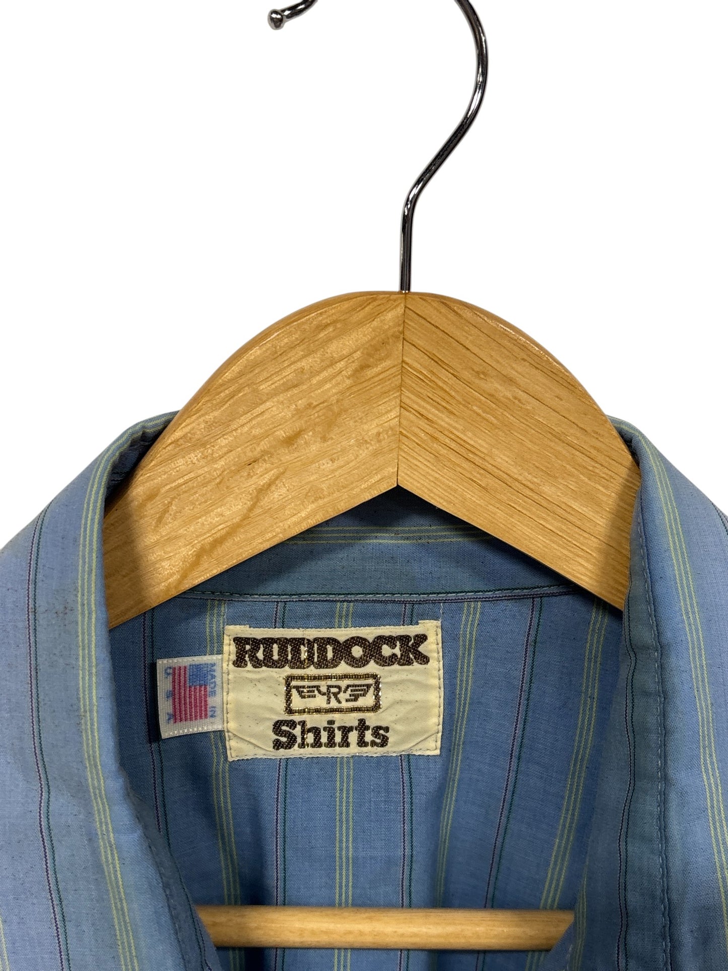 Vintage 80's Ruddock Shirts Striped Blue Western Shirt Size Large