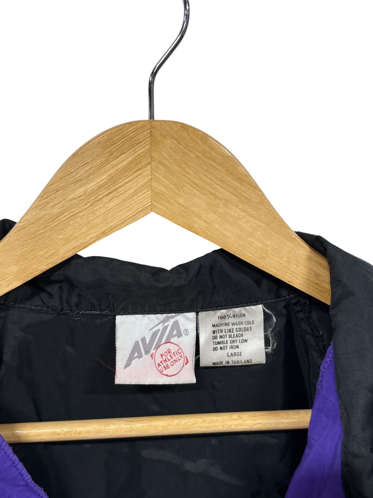 Vintage 80's Avia Black Purple Half Zip Windbreaker Jacket Size Large