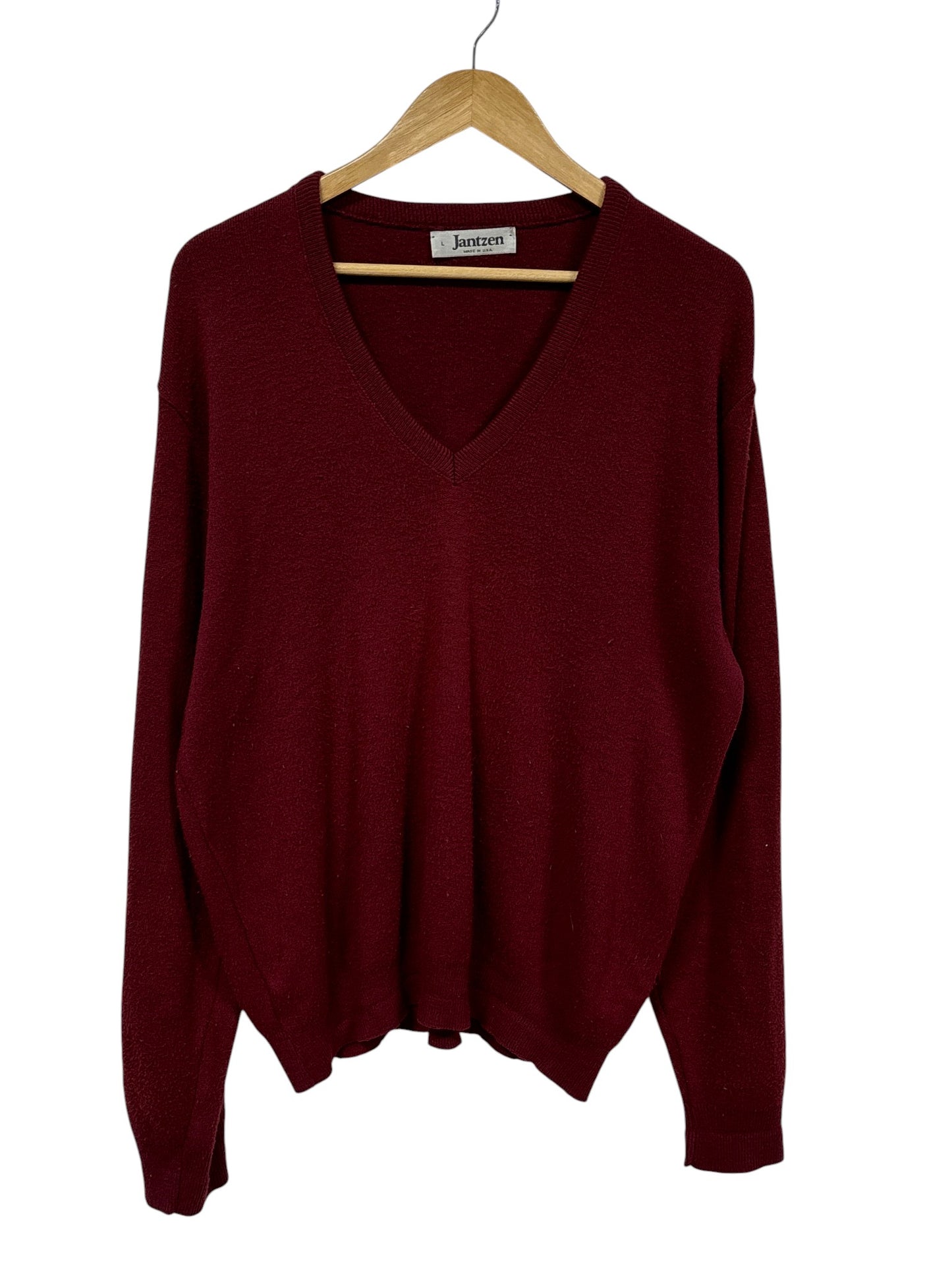 Vintage Jantzen Red V Neck Sweater Size Large