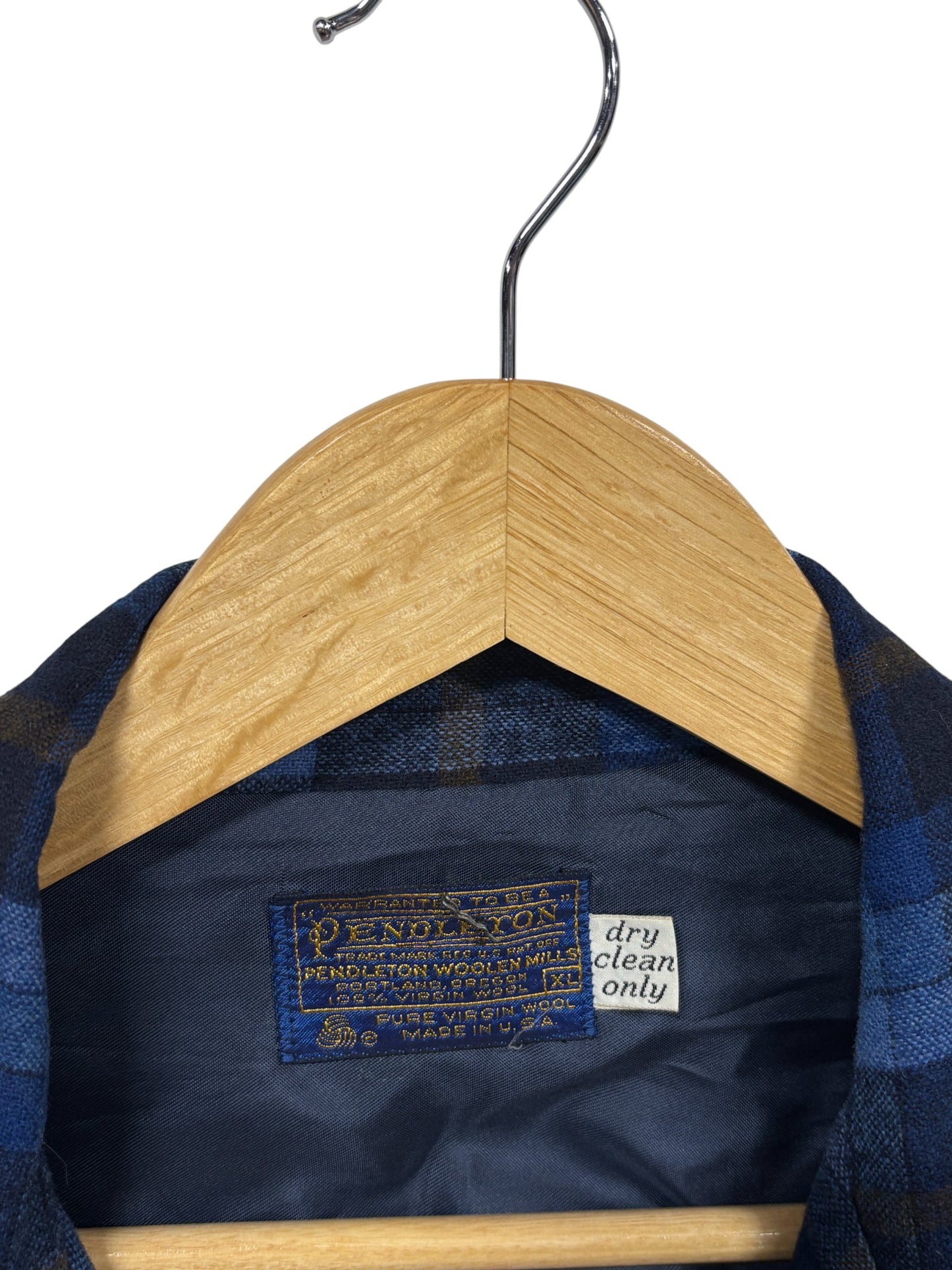 Vintage Pendleton Blue Plaid Wool Jacket Made in USA Size XL