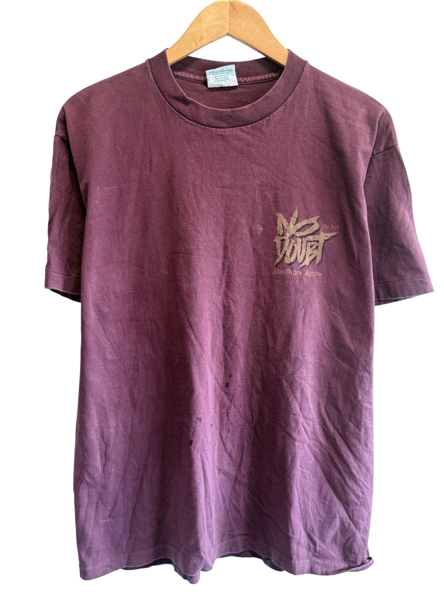 Vintage 90's No Doubt John 3:36 Christianity Graphic Tee Size XL