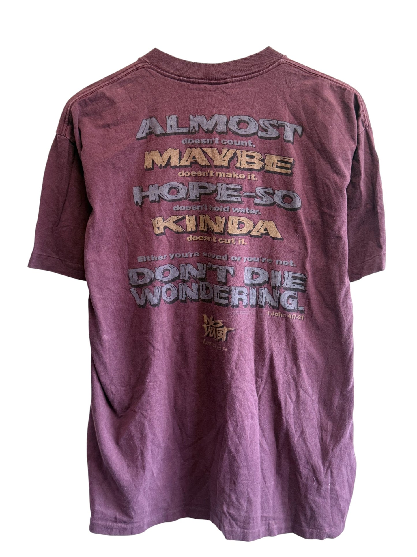 Vintage 90's No Doubt John 3:36 Christianity Graphic Tee Size XL