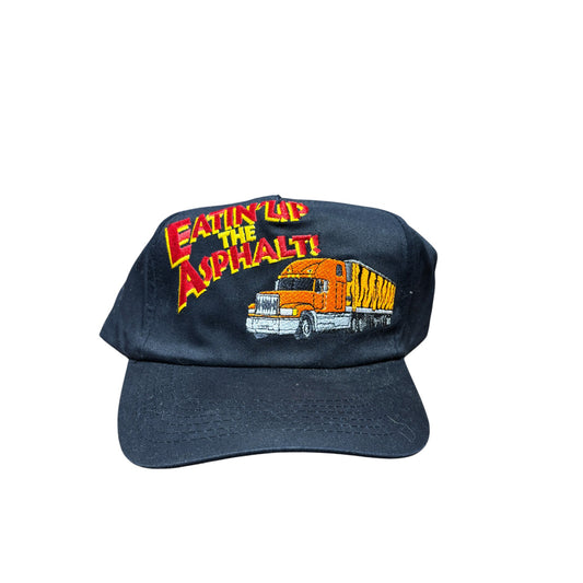 Vintage 90's Eatin the Asphalt Trucking Snapback Hat