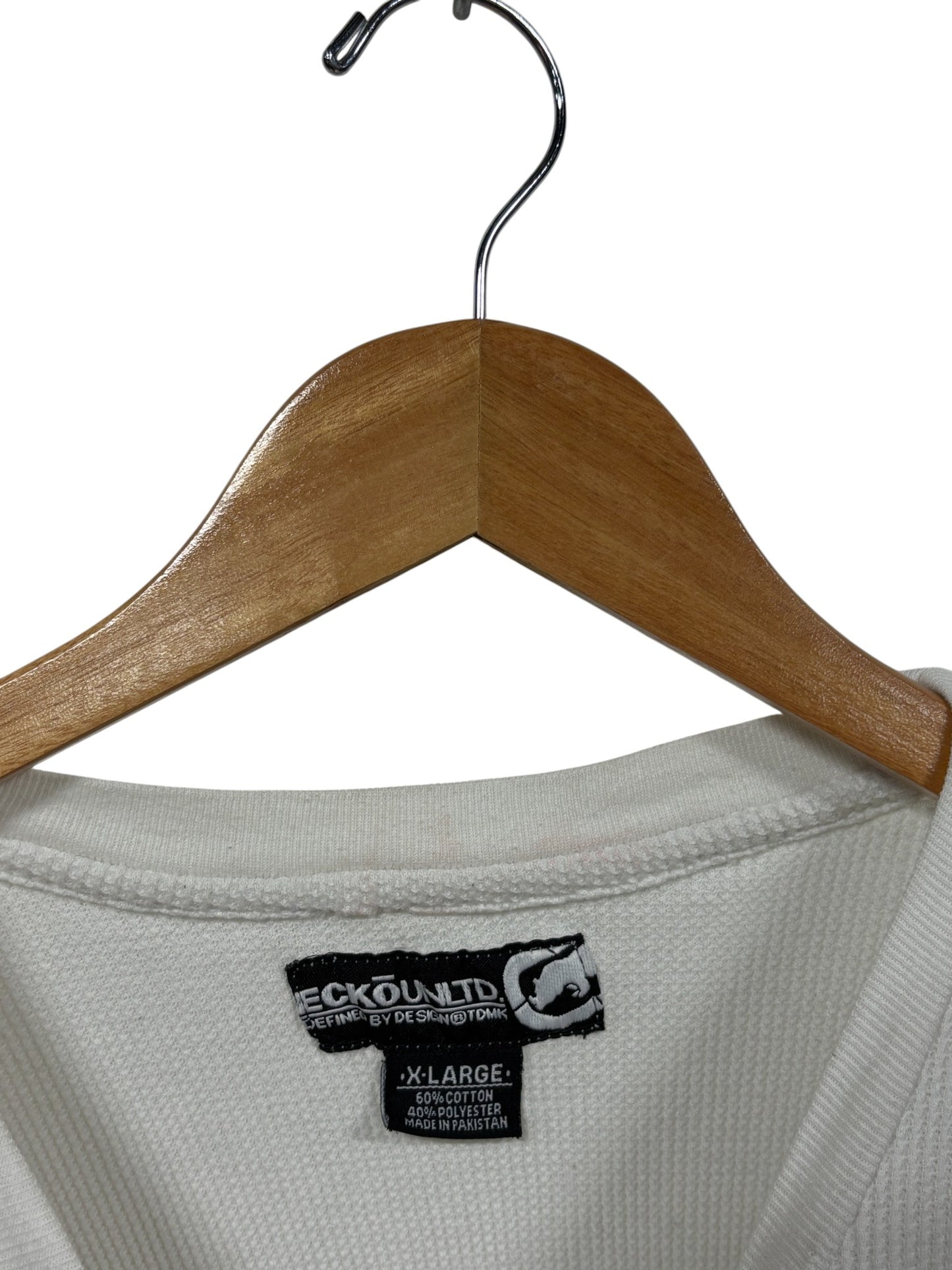 Vintage Y2K Ecko Unlimited White Thermal Long Sleeve Shirt Size XL