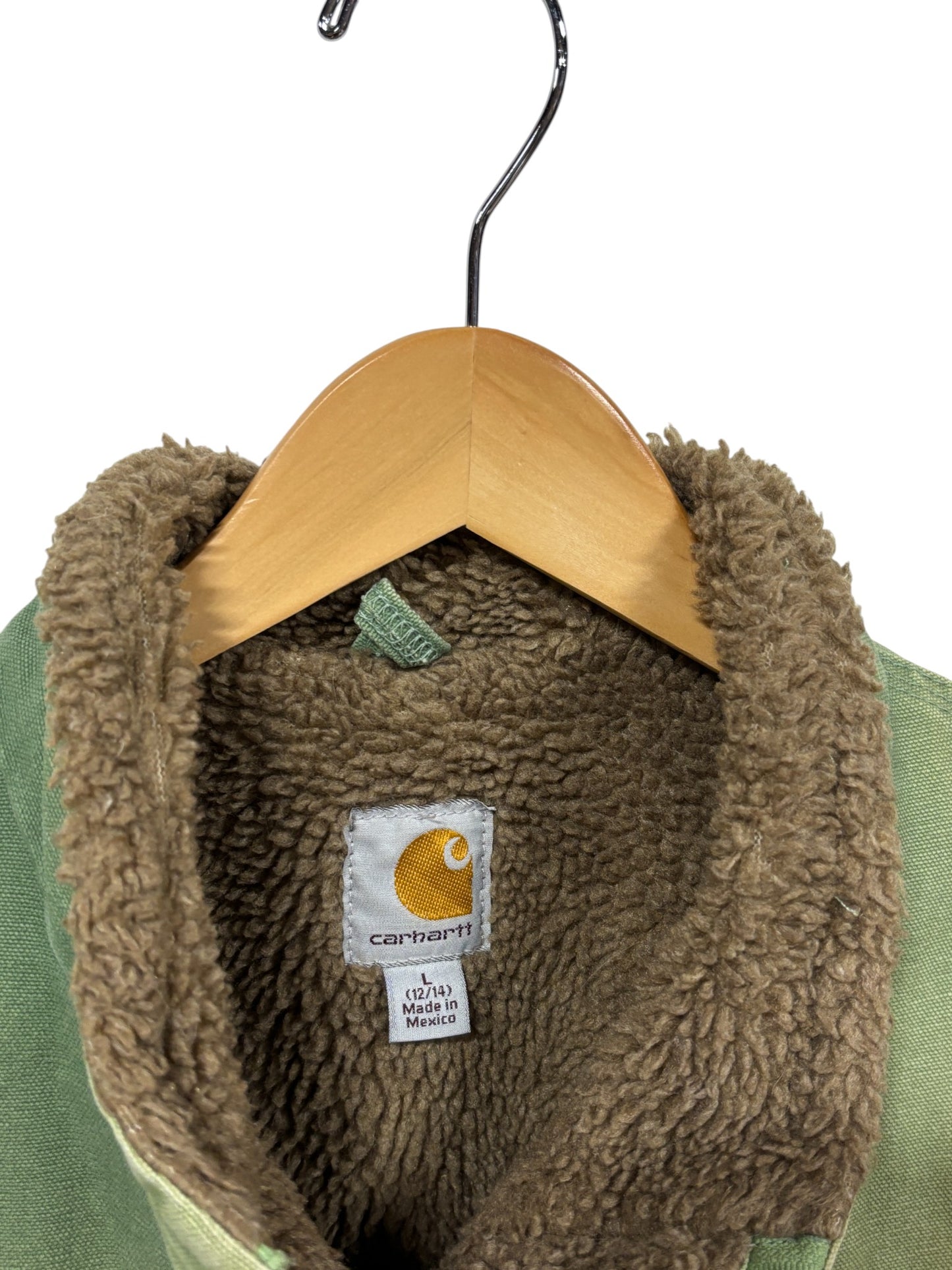 Vintage Carhatt Women's Faded Green Sherpa Lined J022 Jacket Size Large