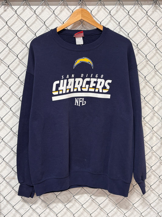 Y2K San Diego Chargers NFL Logo Blue Crewneck Sweater Size XL