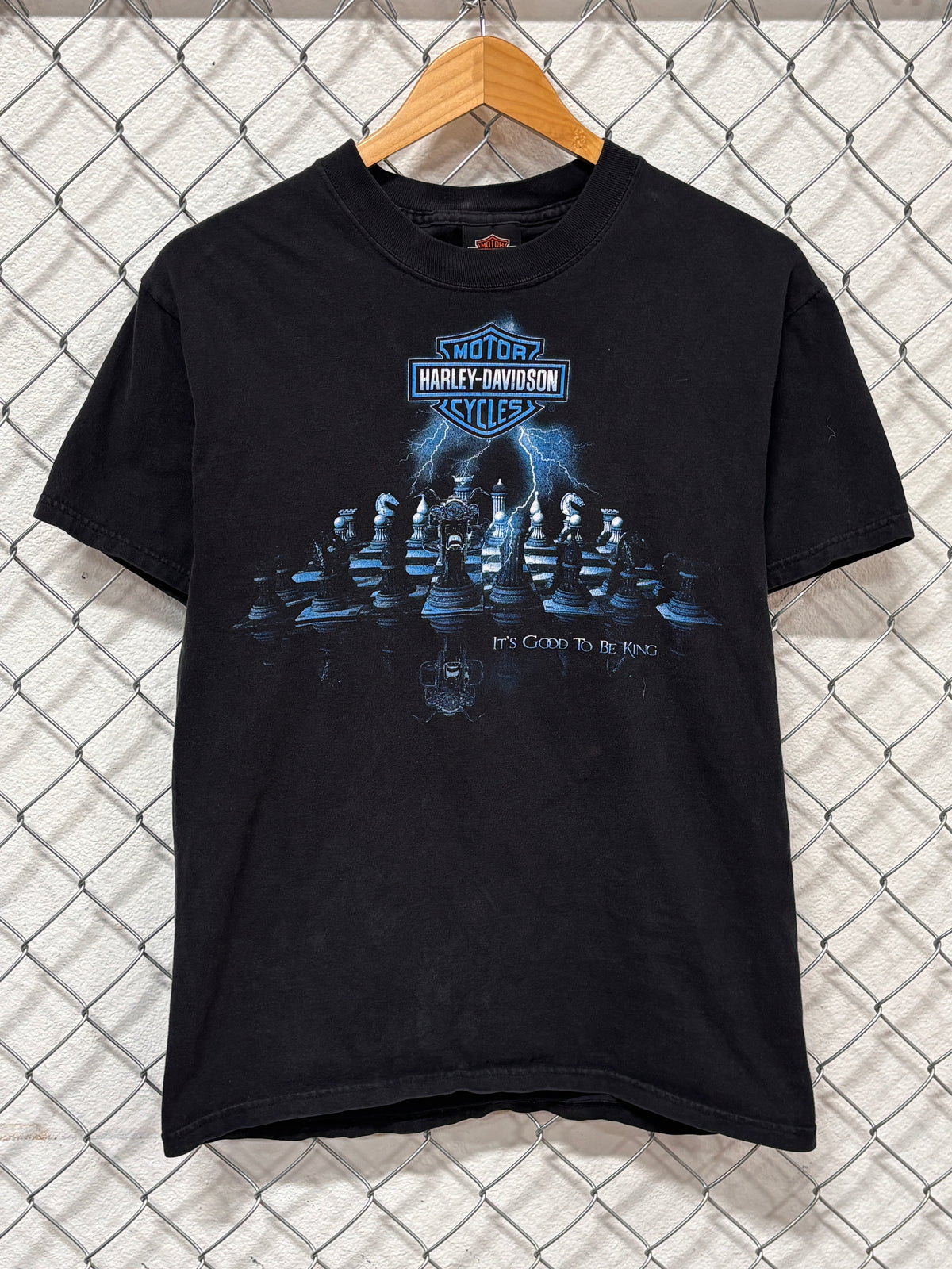 Vintage 90's Harley Davidson Its Good to be King Chess Biker Graphic Tee Size Medium