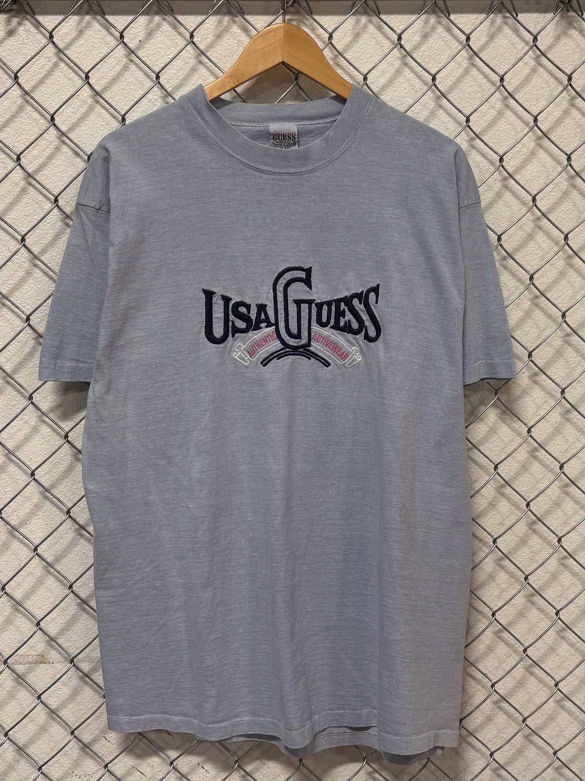 Vintage 90's Guess Jeans USA Authentic Activewear Blue Tee Size Large