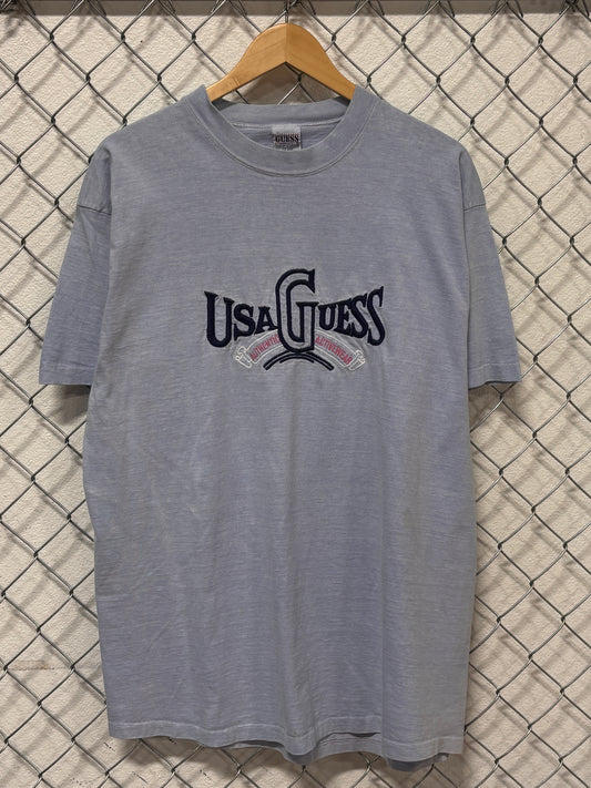 Vintage 90's Guess Jeans USA Authentic Activewear Blue Tee Size Large