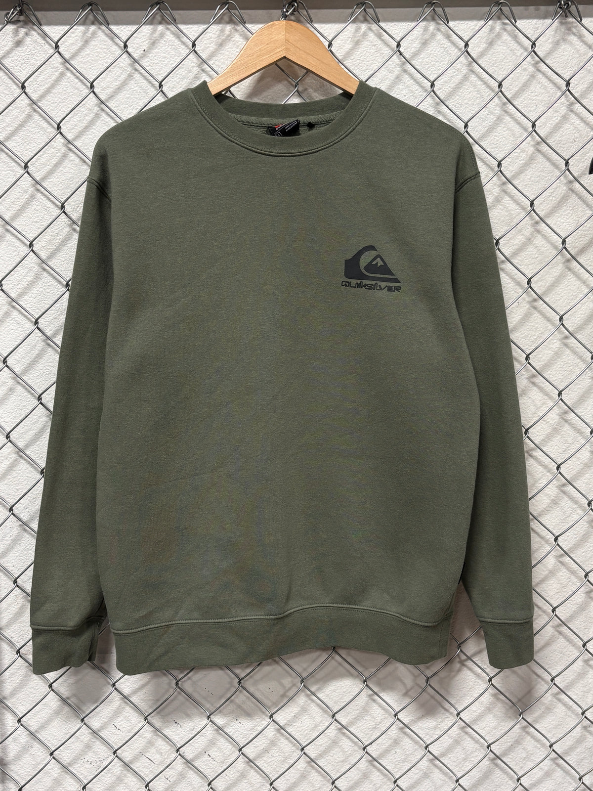 Y2K Quiksilver Classic Logo Green Crewneck Sweater Size Small
