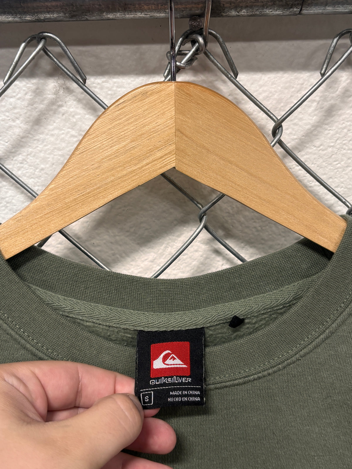 Y2K Quiksilver Classic Logo Green Crewneck Sweater Size Small