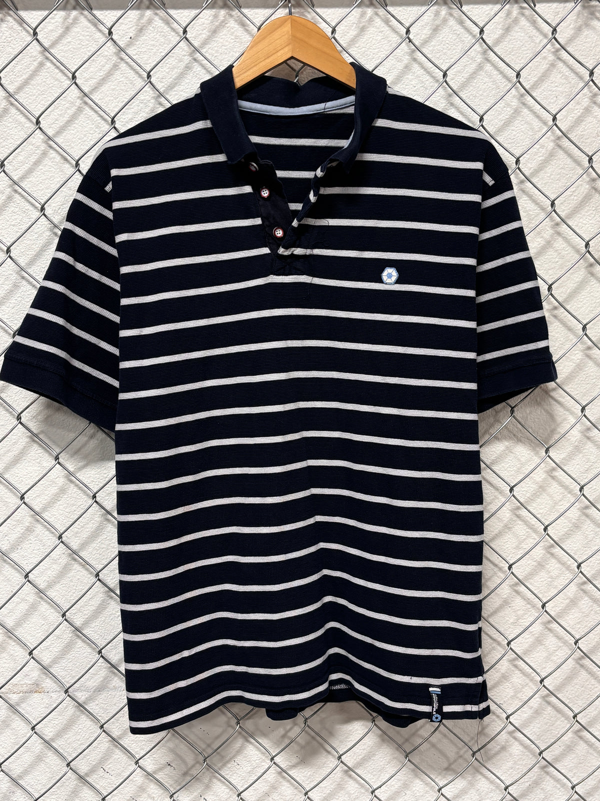 Y2K South Pole Classic Logo Striped Polo Shirt Size Large