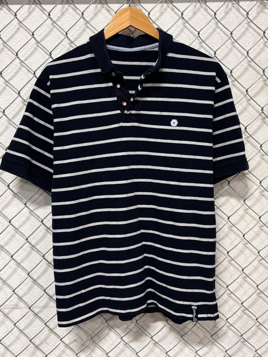 Y2K South Pole Classic Logo Striped Polo Shirt Size Large