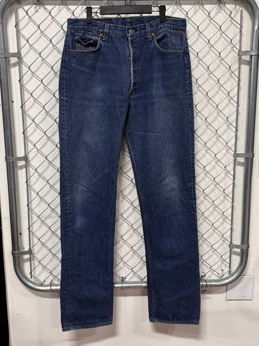 Vintage 80's Levi's 2501-0117 501 Button Fly Denim Jeans Size 33x36
