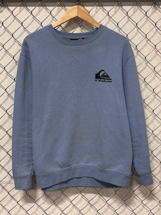 Y2K Quiksilver Classic Logo Blue Crewneck Sweater Size Medium