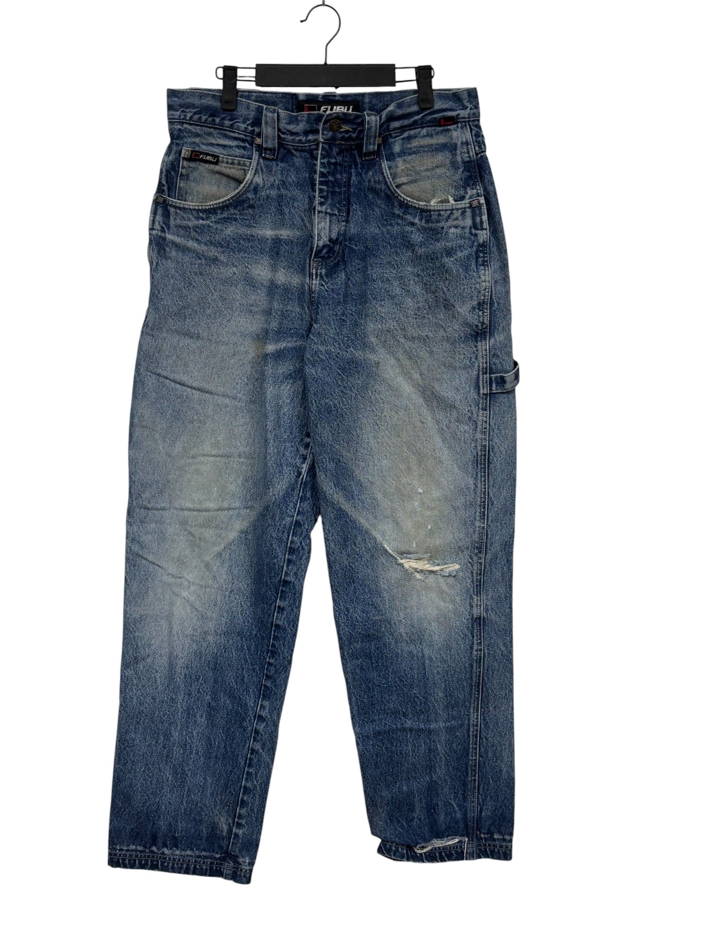 Vintage Y2K FUBU Denim Baggy Cargo Jeans Size 32x34