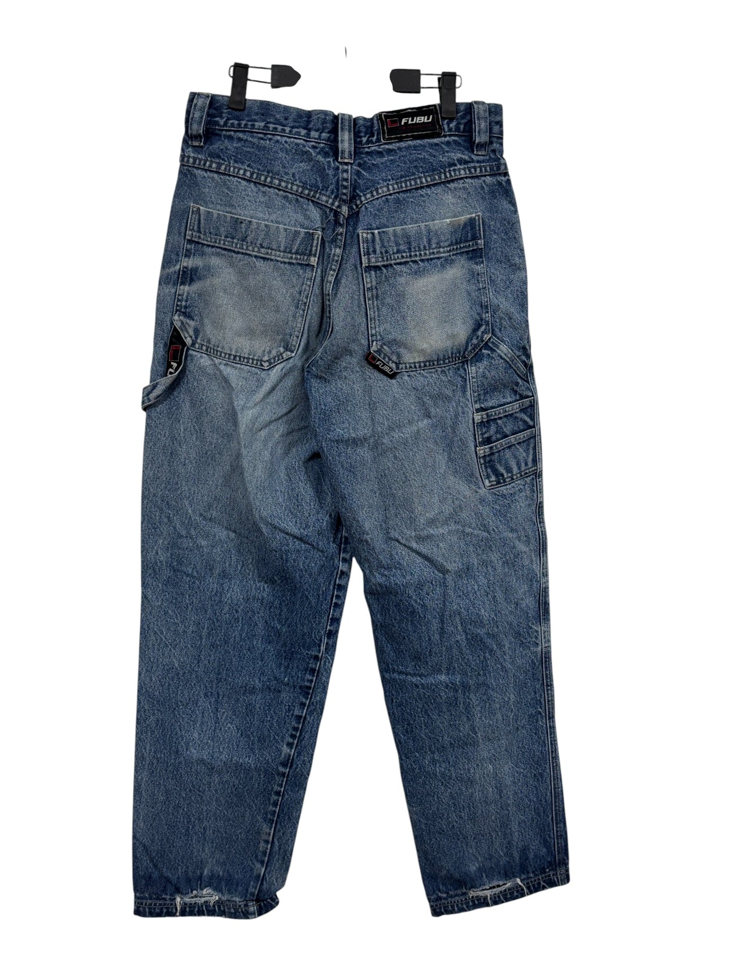 Vintage Y2K FUBU Denim Baggy Cargo Jeans Size 32x34