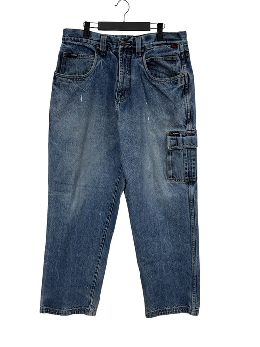 Vintage Y2K FUBU Denim Baggy Cargo Jeans Size 36x34