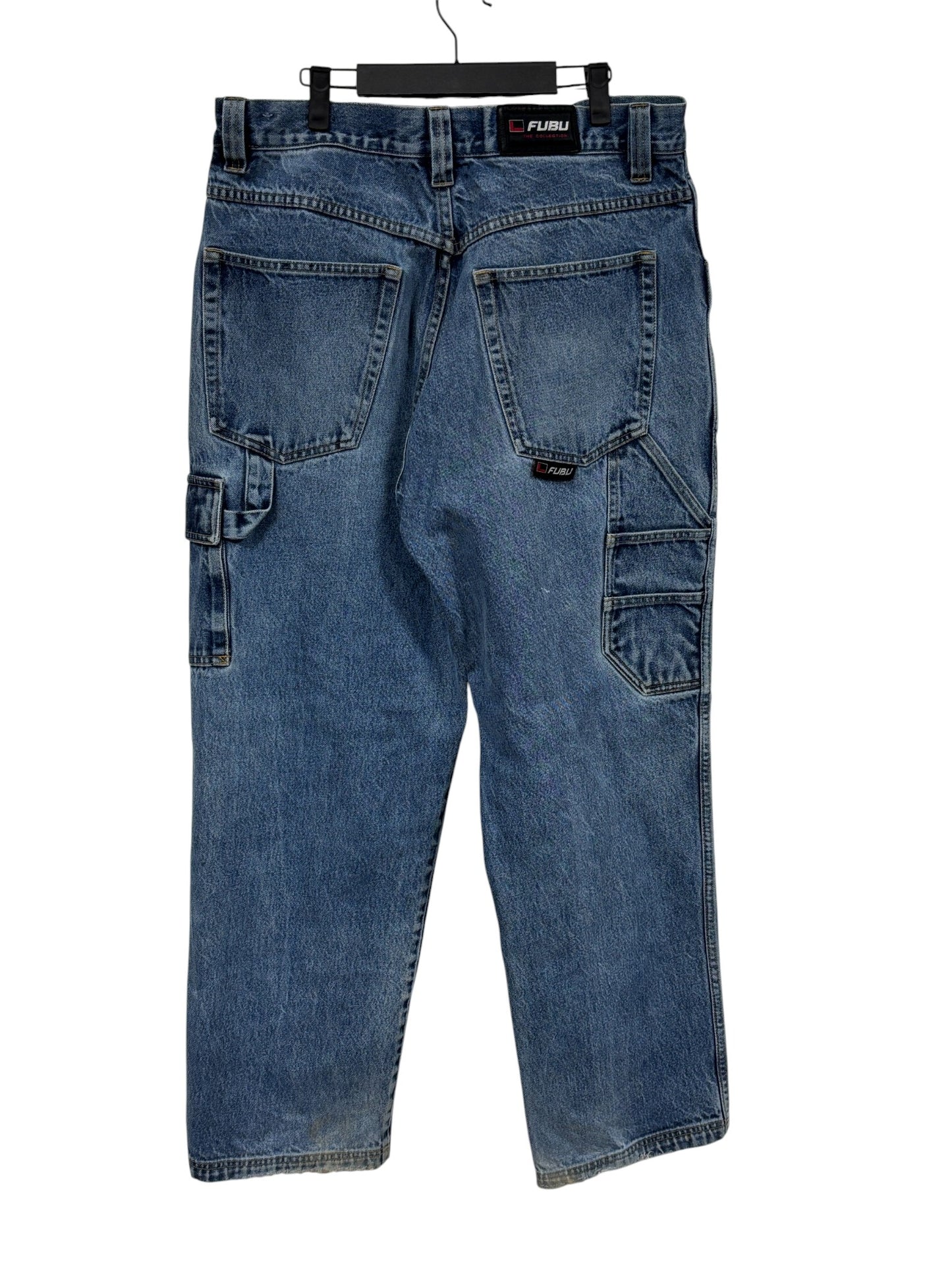 Vintage Y2K FUBU Denim Baggy Cargo Jeans Size 36x34