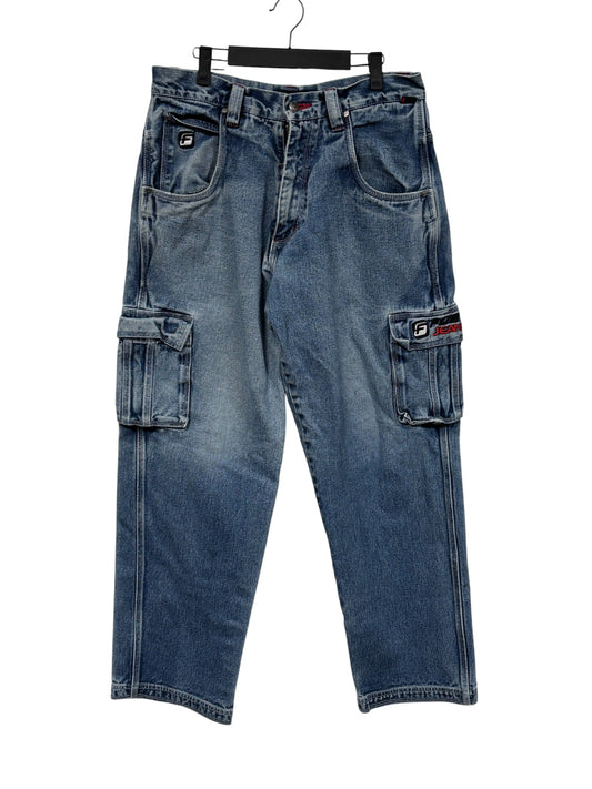 Vintage Y2K FUBU Denim Baggy Cargo Jeans Size 32x34
