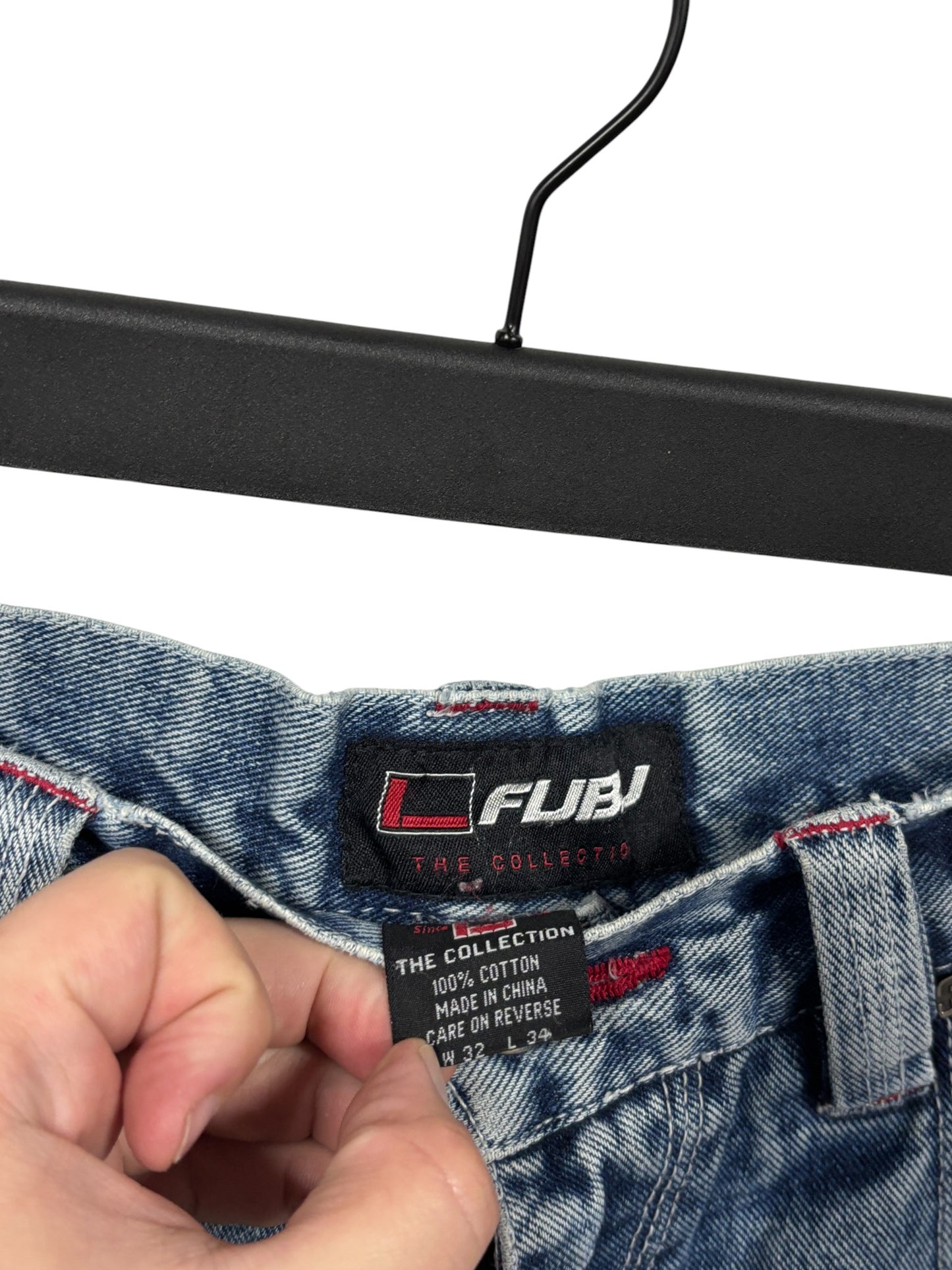 Vintage Y2K FUBU Denim Baggy Cargo Jeans Size 32x34