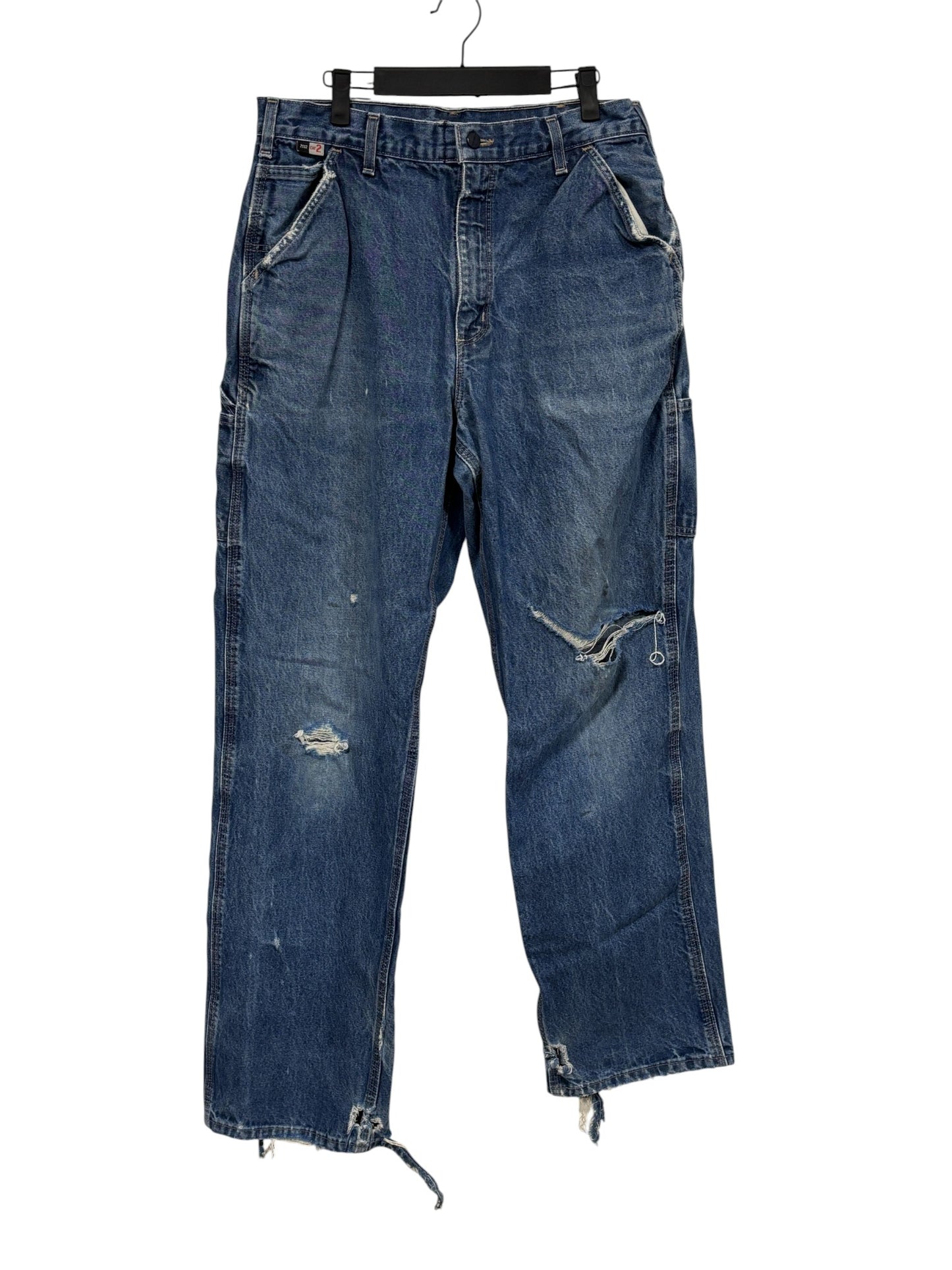 Vintage Carhartt Denim FR Distressed Carpenter Jeans Size 34x36