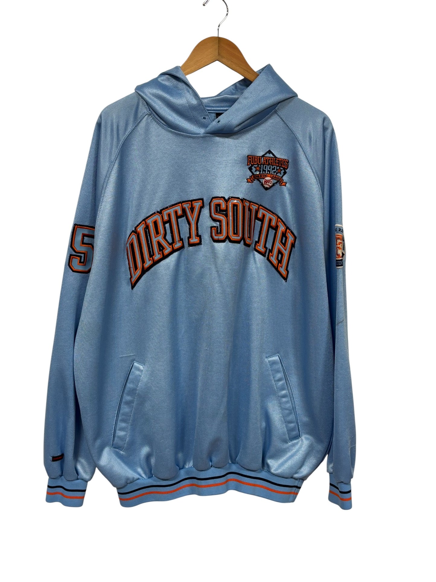 Vintage Y2K FUBU Dirty South Baby Blue City Edition Hoodie Size XXL