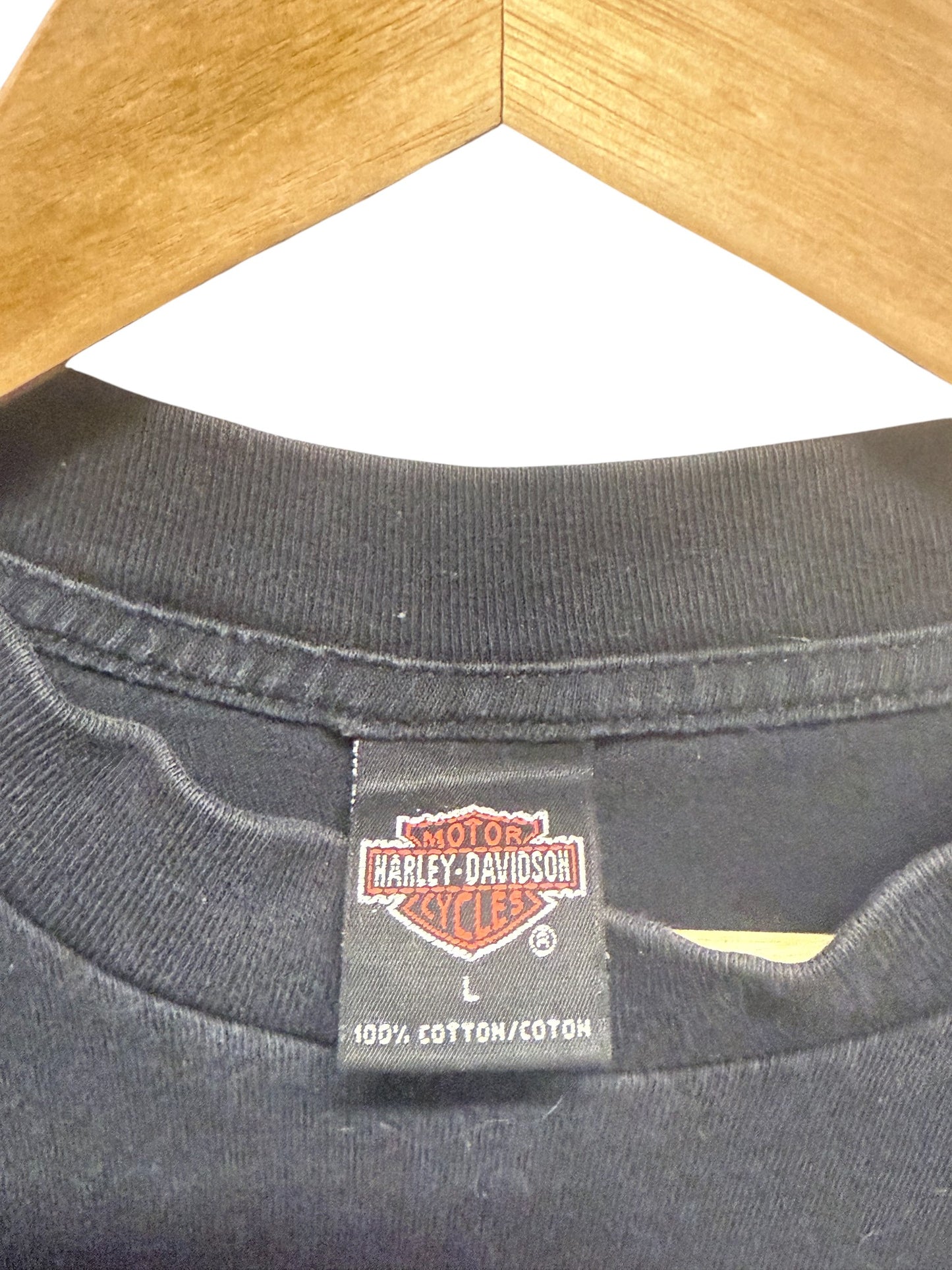 Vintage Harley Davidson Bald Eagle Flame Long Sleeve Biker Shirt Size Large