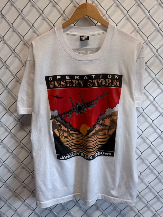 Vintage 1991 Operation Desert Storm Fighter Jets Military Graphic Tee Size XL