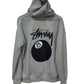 Stussy Bootleg 8 Ball Grey Zip Up Hoodie Size Medium