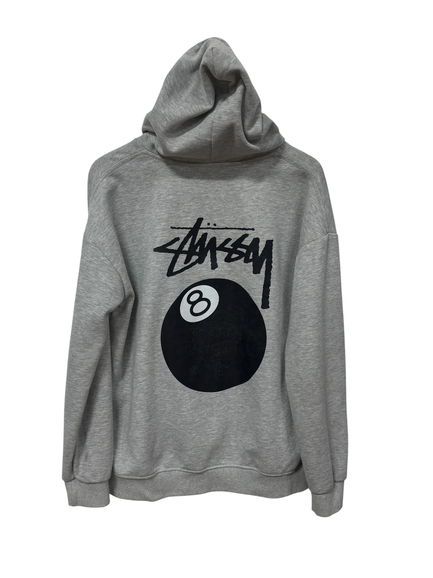 Stussy Bootleg 8 Ball Grey Zip Up Hoodie Size Medium
