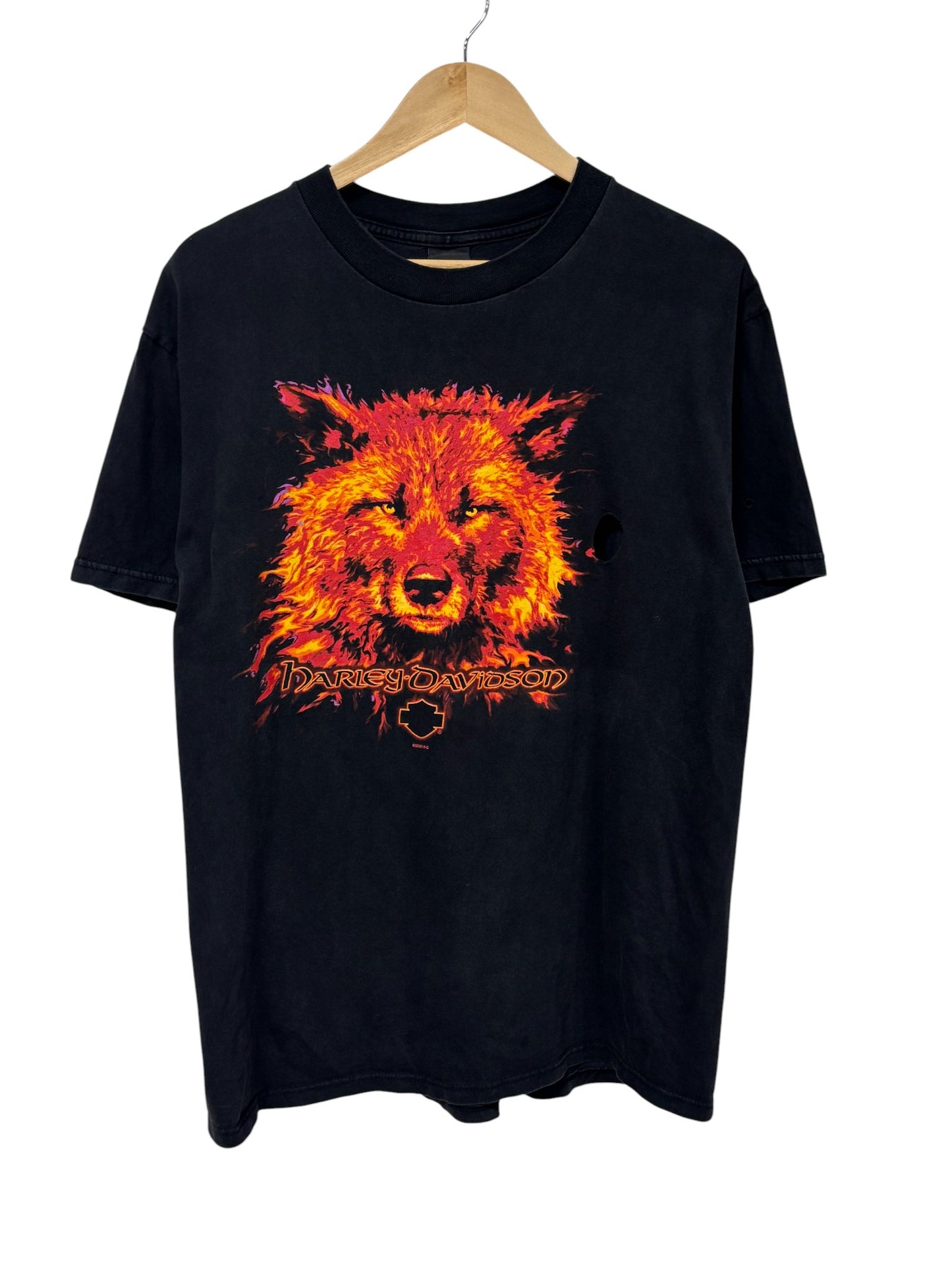 Vintage Y2K Harley Davidson Lone Wolf Biker Tee Size Large