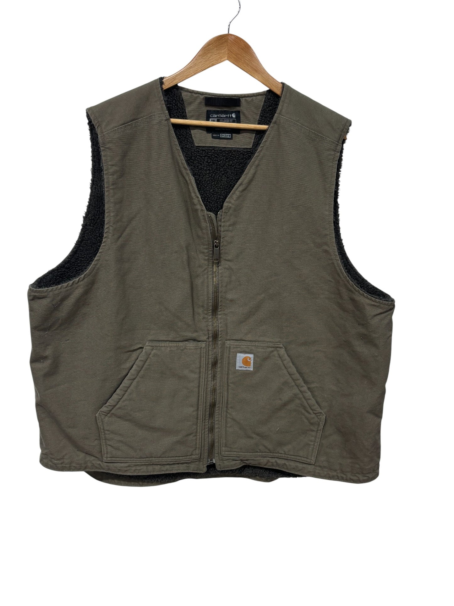 Carhartt Brown Sherpa Lined Zip Up Work Vest Size XXL