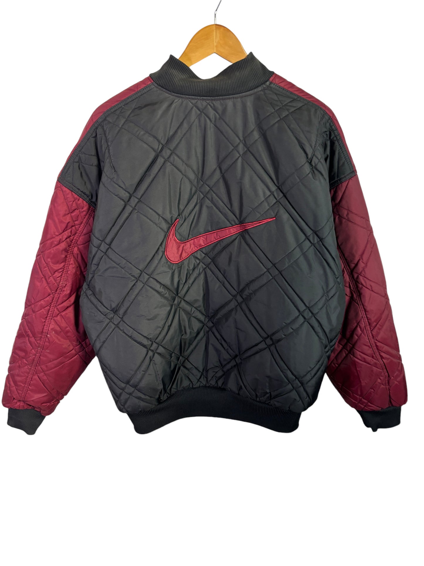 Vintage 90's Nike Reversible Quilted Bomber Jacket Size Medium