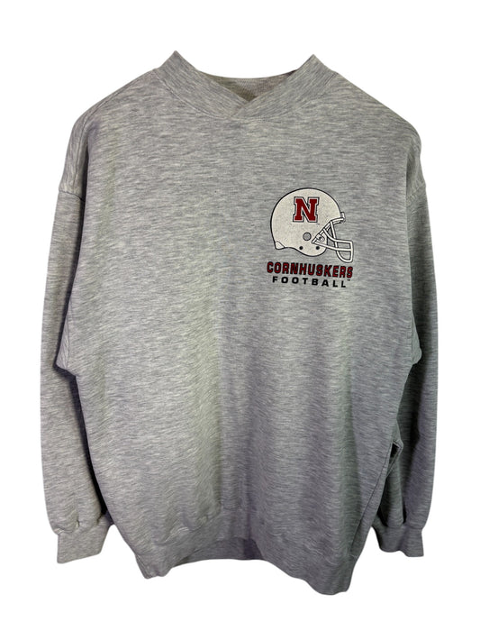 Vintage 90's Nebraska Cornhuskers Helmet Logo Crewneck Size Medium