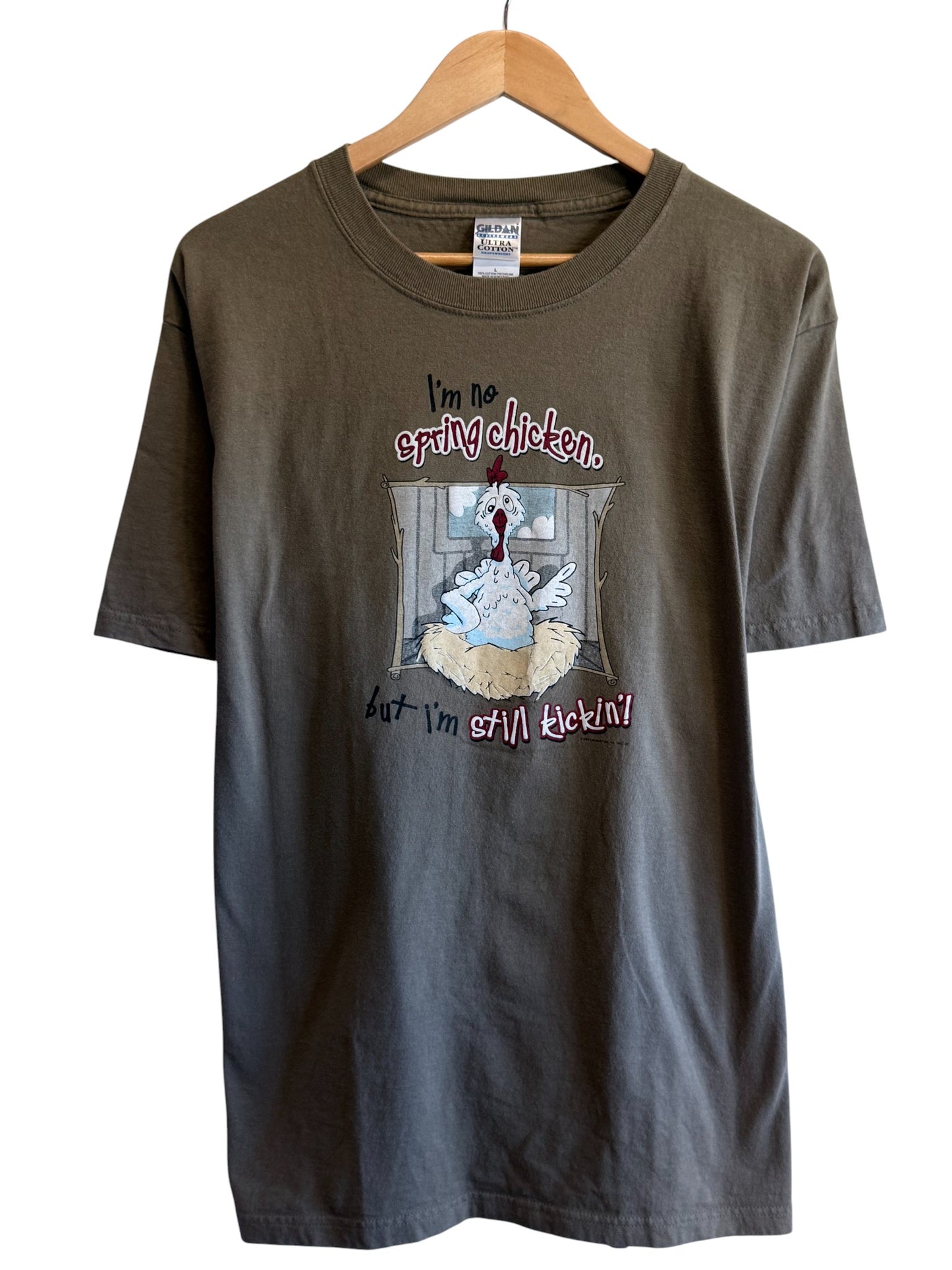 Vintage Y2K Spring Chicken Still Kickin Cartoon Tee Size Large