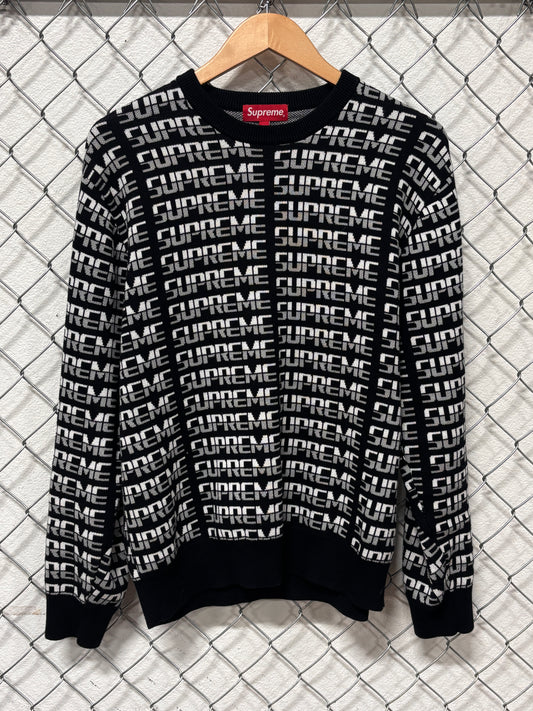 Supreme FW17 Repeat Black Knit Sweater Size Large
